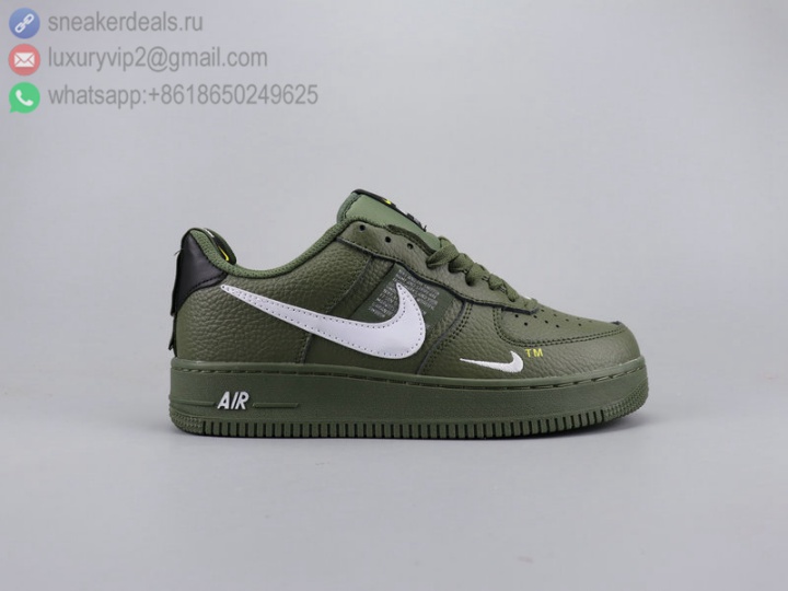 NIKE AIR FORCE 1 '07 LOW GREEN WHITE LEATHER UNISEX SKATE SHOES